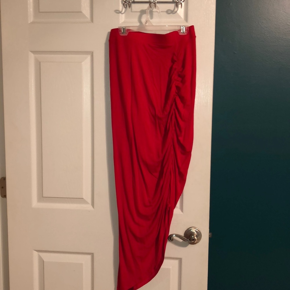 Red wrap skirt